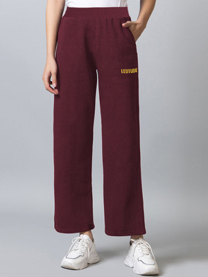 Leotude Solid Women Maroon Track Pants
