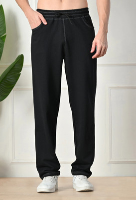 GLITO Solid Men Black Track Pants