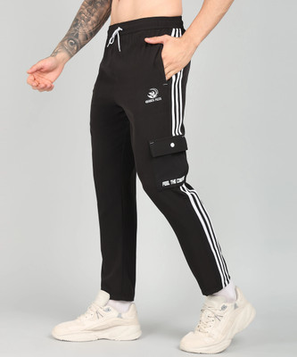 GNOCKFACE Striped Men Black Track Pants
