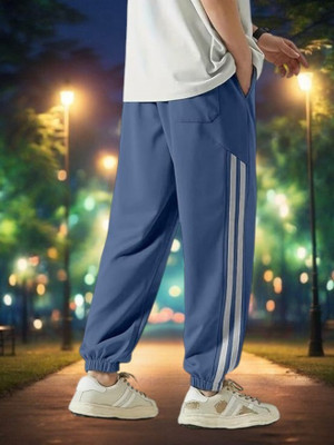 HouseOfCommon Striped Men Blue Track Pants