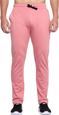 TWF Solid Men Pink Track Pants