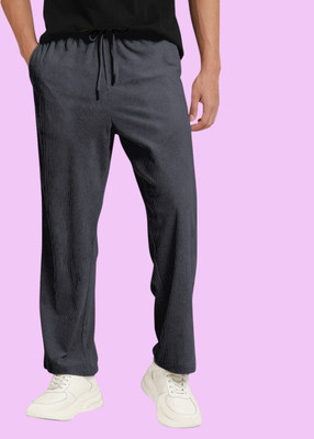 NIVEDANM Relaxed Men Grey Trousers
