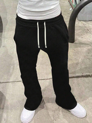 Dockstreet Solid Men Black Track Pants