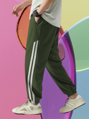 HouseOfCommon Self Design Men Dark Green Track Pants