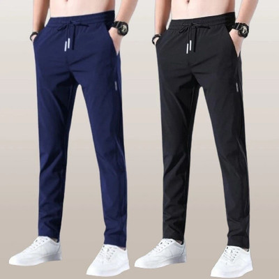 FICKA Solid Men Blue, Black Track Pants