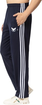 White Hawk Striped Men Blue Track Pants