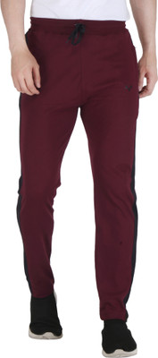 Sam & Rash Solid Men Maroon Track Pants