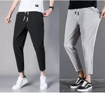 HouseOfCommon Solid Men Grey, Black Track Pants
