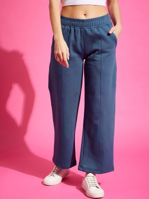 98 Degree North Solid Women Blue Track Pants