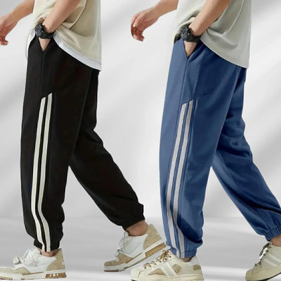 METRONAUT Striped Men Black, Blue Track Pants