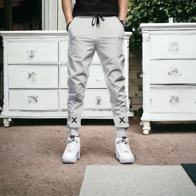 FUKUSO Solid Men Grey Track Pants