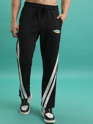 HIGHLANDER Striped Men Black Track Pants