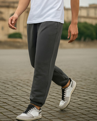 BEWAKOOF Solid Men Grey Track Pants