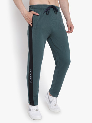 John Ally Striped Men Green Track Pants