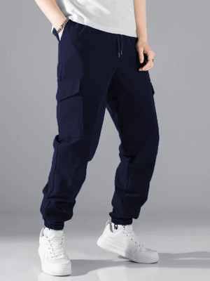 TICKLE TOES Solid Men Dark Blue Track Pants