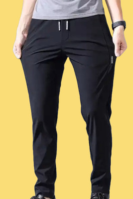 TiberFashion Solid Men Black Track Pants
