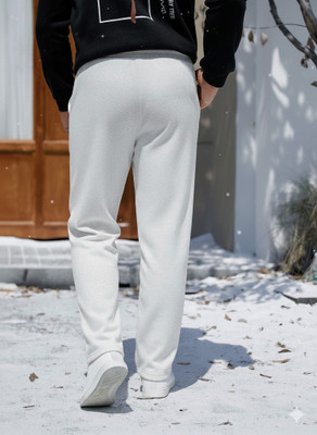 Dockstreet Solid Men White Track Pants