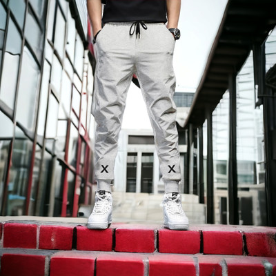 FUKUSO Solid Men Grey Track Pants