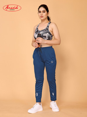 ANAND Solid, Self Design Women Blue Track Pants