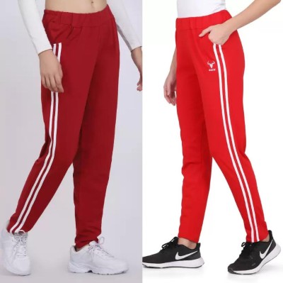 Clothina Striped Women Maroon Track Pants