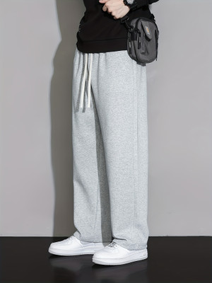 Dockstreet Solid Men Grey Track Pants