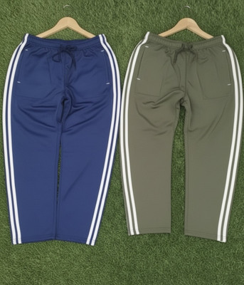 An commerce Striped Men Olive, Dark Blue Track Pants