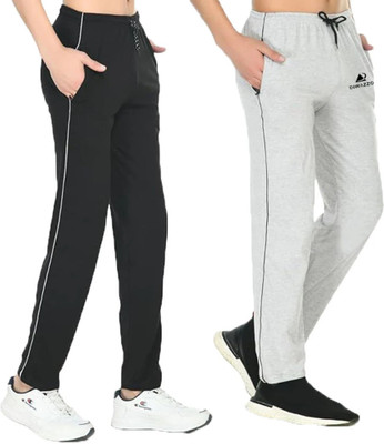 Diwazzo Solid Men Black, Silver Track Pants