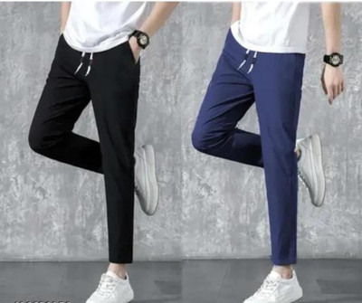 Kanishk Solid Men Black, Blue Track Pants