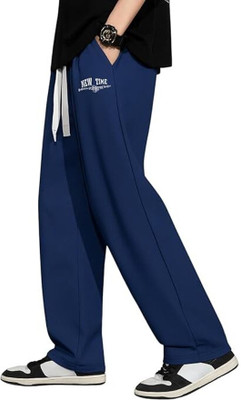 JexPuti Graphic Print Men Blue Track Pants