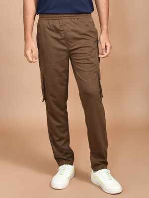SKYKNIT Solid Men Brown Track Pants