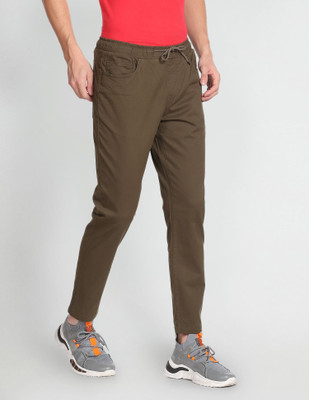 FLYING MACHINE Solid Men Green Track Pants