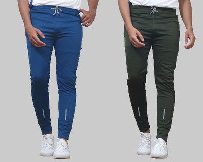 Pink Formal Solid Men Dark Blue, Olive Track Pants