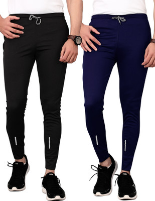 PS Traders Solid Men Black, Dark Blue Track Pants