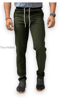 Time Wakker Solid Men Olive Track Pants