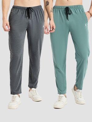 Pivl Solid Men Green, Grey Track Pants