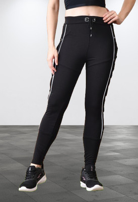 LUMINOIRE Solid Women Black Track Pants