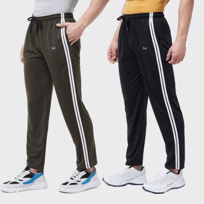 Pivl Striped Men Black, Dark Green Track Pants