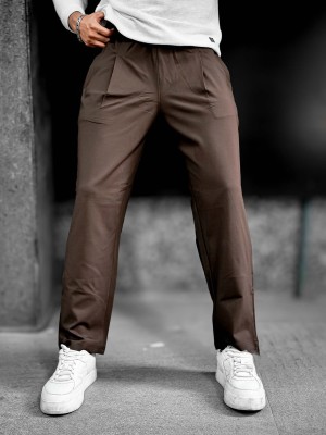 MANIAC Solid Men Brown Track Pants