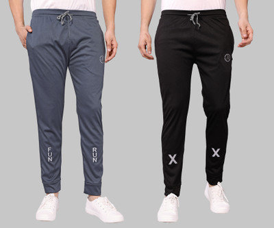 ANAND Self Design Men Grey, Black Track Pants