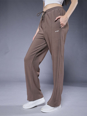 Pronk Self Design Women Brown Track Pants