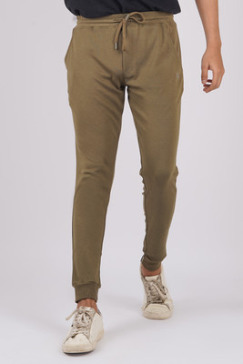 Hopping Deer on Redline Solid Men Green Track Pants