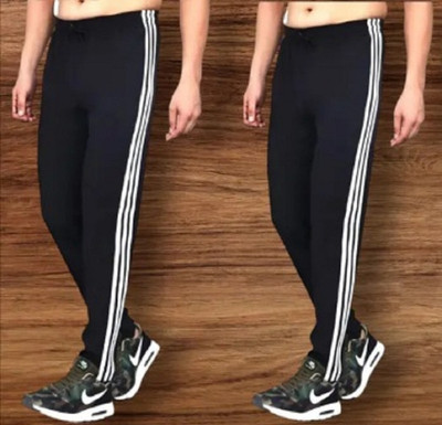 MASTERY Striped Men Black Track Pants