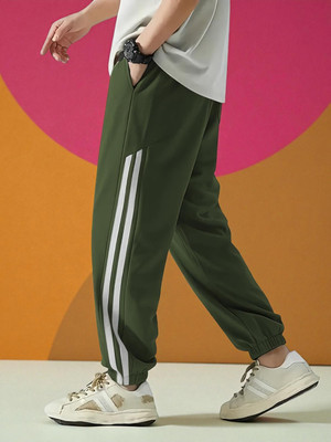 NIVEDANM Self Design Men Green Track Pants