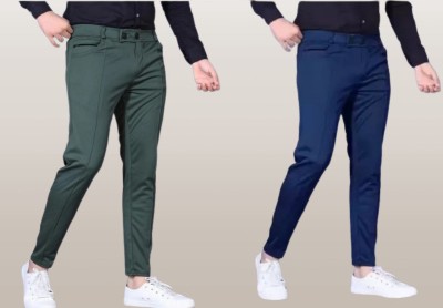 Navaso Solid Men Dark Green, Blue Track Pants