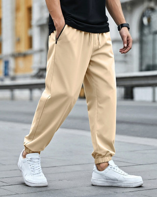 BEWAKOOF Solid Men Brown Track Pants
