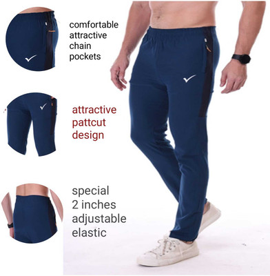 Linesports Solid Men Blue Track Pants