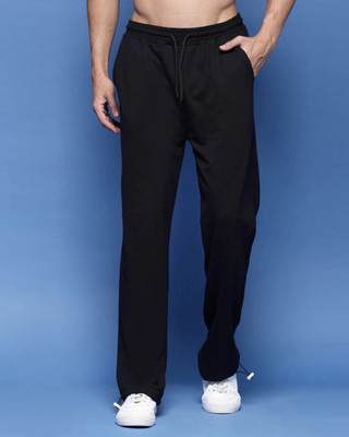 FLYNOFF Solid Men Black Track Pants