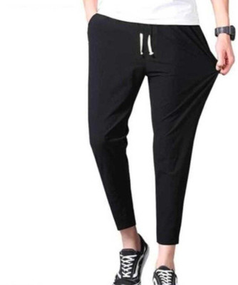 pahnawa Solid Men Black Track Pants