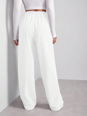 WARCOURT Loose Fit Women White Trousers