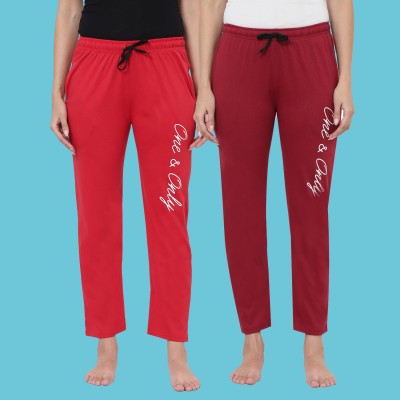 Kiba Retail Printed Women Maroon Track Pants